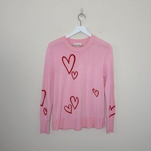 Marled Women’s Heart Sweater In Pastel Pink feminine Valentine’s date night
